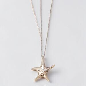 Vintage Sterling Silver Gold Plated Starfish Pendant Necklace Dainty 20 Inch